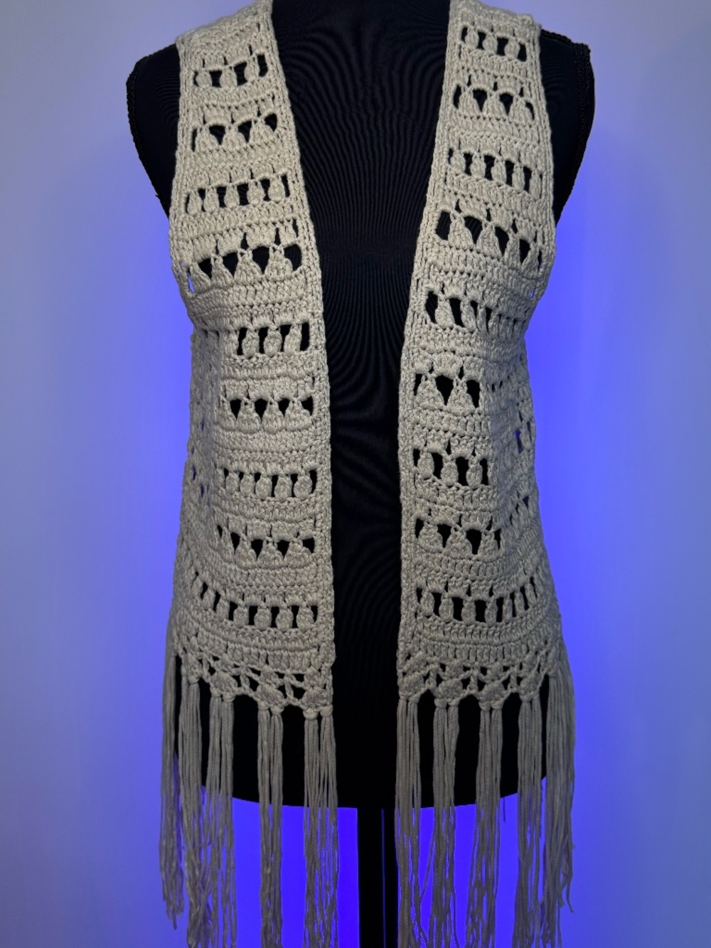 Umgee Crochet Fringe Vest Bundle (3 Colors) Boho Layering Set Size Medium